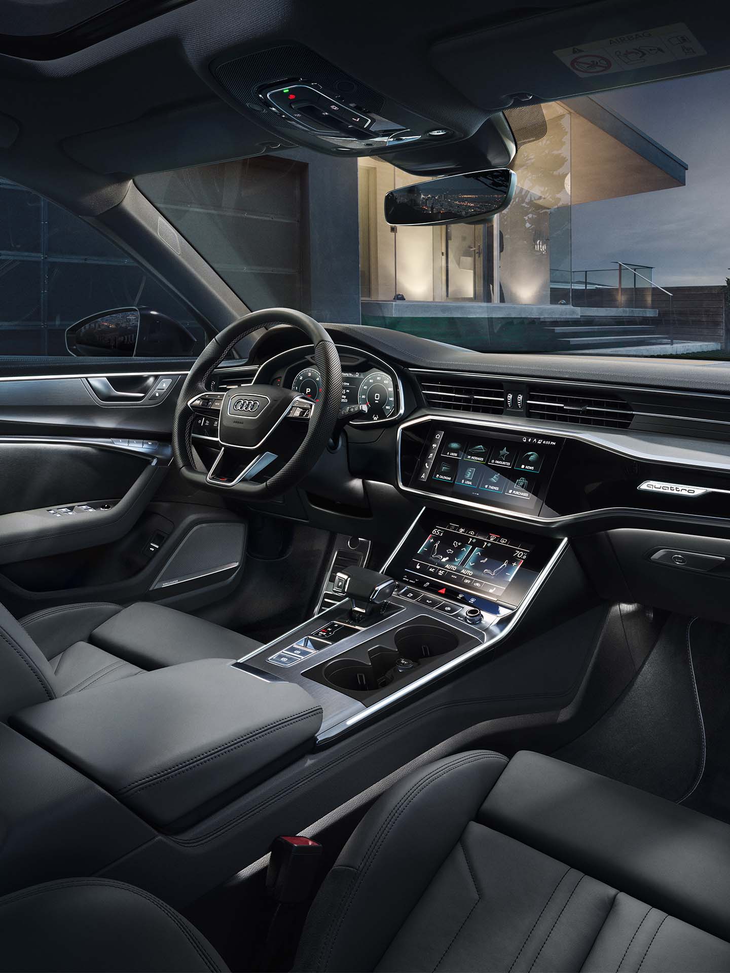 Thematisch beleuchtetes Audi-Cockpit